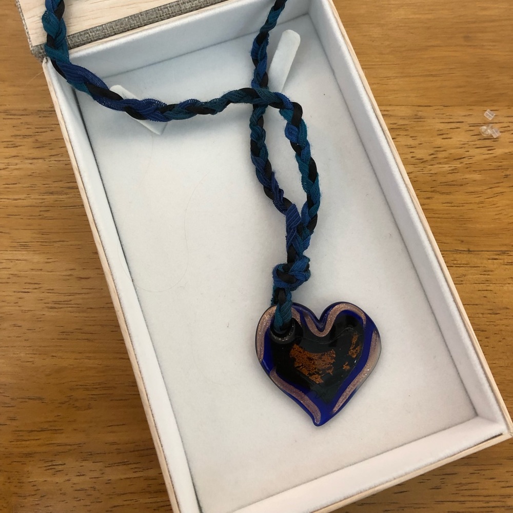 Hand made glass heart necklace